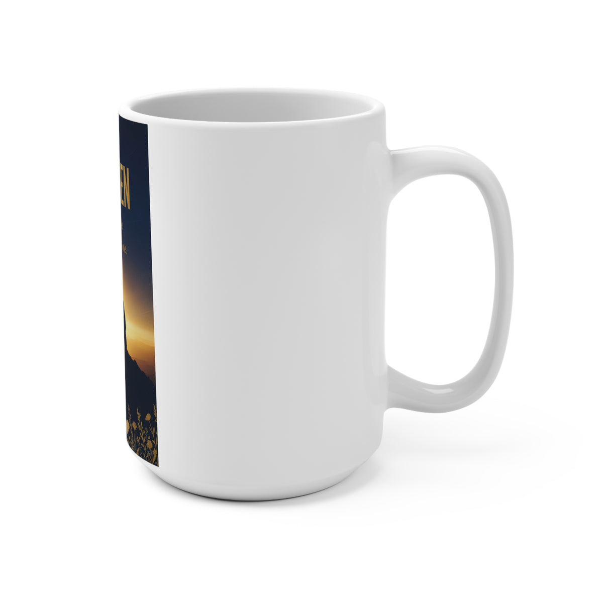 Unbroken 15oz Inspirational Mug — "Faith Kept Me. Grace Carried Me." Sunrise Faith Gift