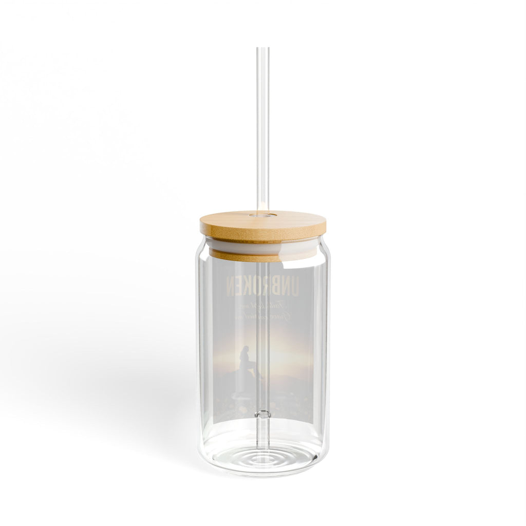 Unbroken Inspirational Sipper Glass – 16oz Motivational Travel Tumbler with Bamboo Lid