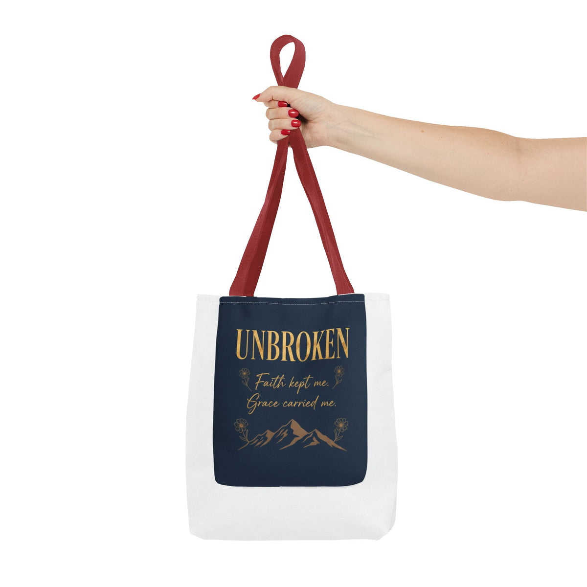 Unbroken Faith Tote Bag — Inspirational Christian Scripture Tote