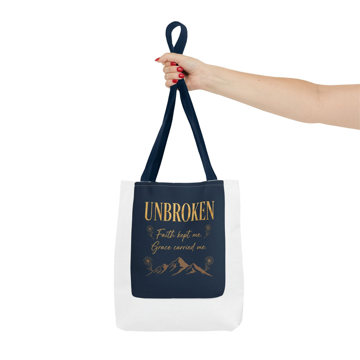 Unbroken Faith Tote Bag — Inspirational Christian Scripture Tote