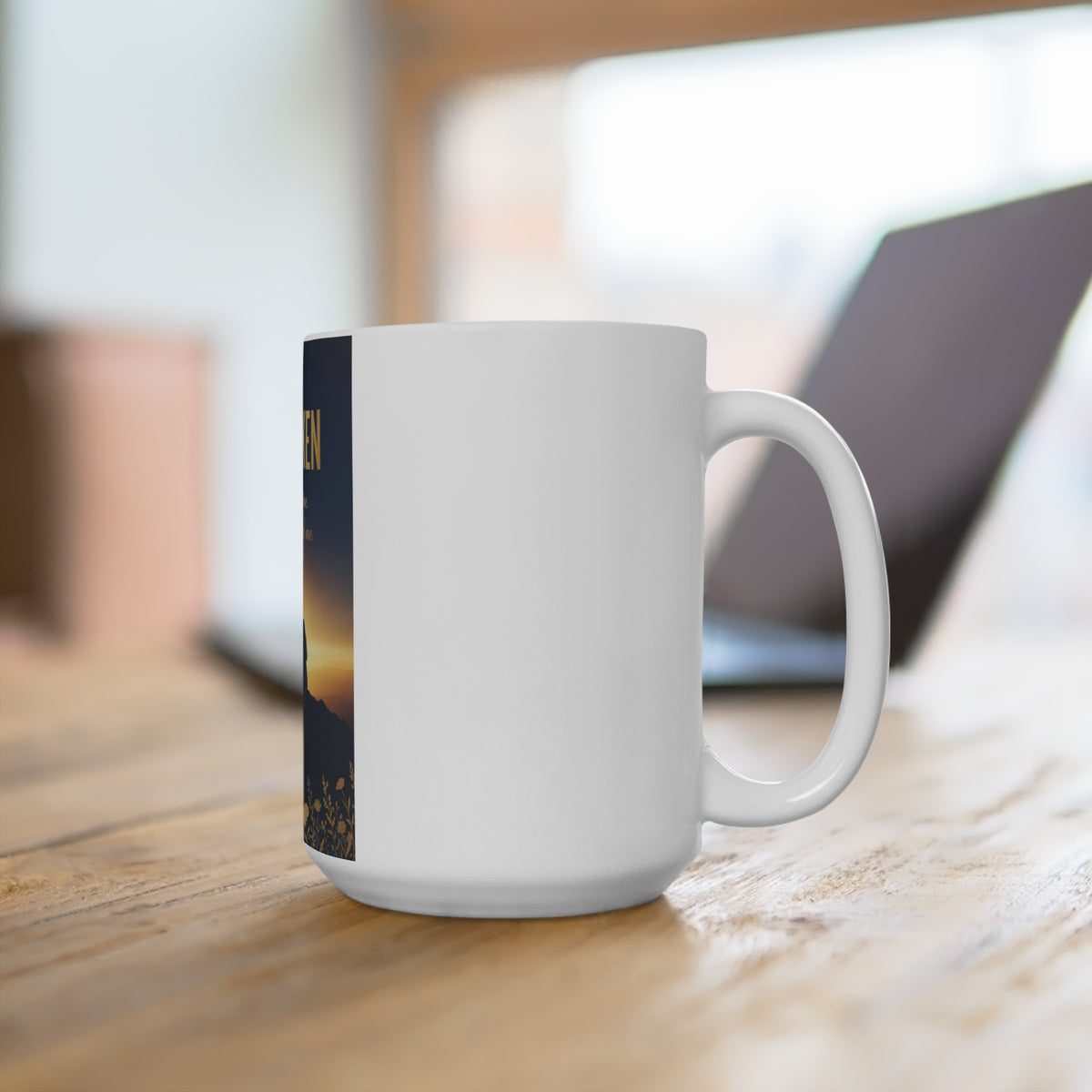 Unbroken 15oz Inspirational Mug — "Faith Kept Me. Grace Carried Me." Sunrise Faith Gift