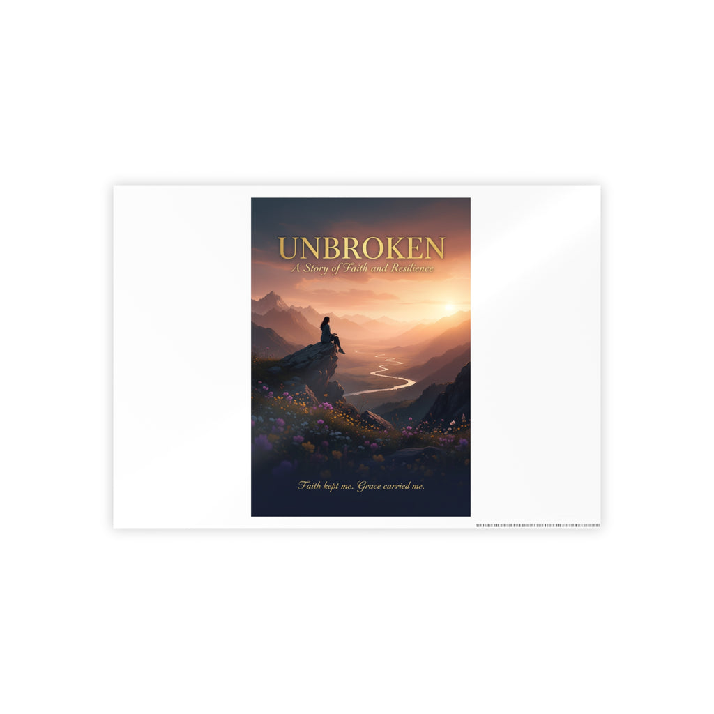 Unbroken Inspirational Gloss Poster — Mountain Sunrise Faith Wall Art