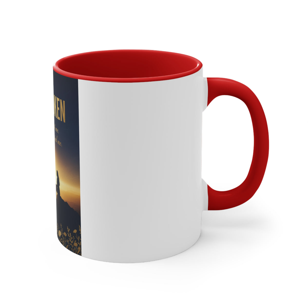 Unbroken Faith Accent Mug — Inspirational Christian Coffee Cup with 'Faith kept me, Grace carried me'