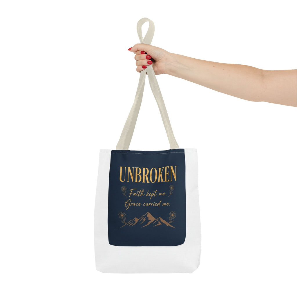 Unbroken Faith Tote Bag — Inspirational Christian Scripture Tote