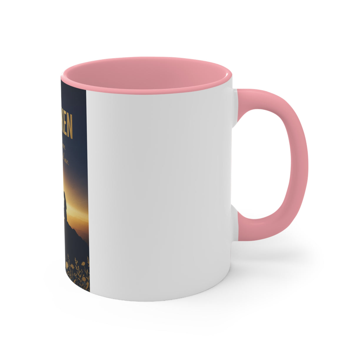 Unbroken Faith Accent Mug — Inspirational Christian Coffee Cup with 'Faith kept me, Grace carried me'