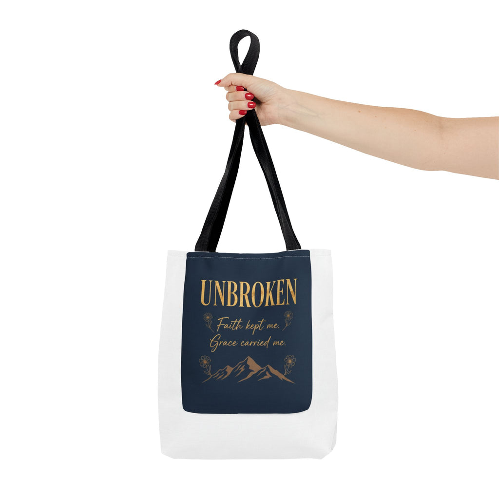 Unbroken Faith Tote Bag — Inspirational Christian Scripture Tote