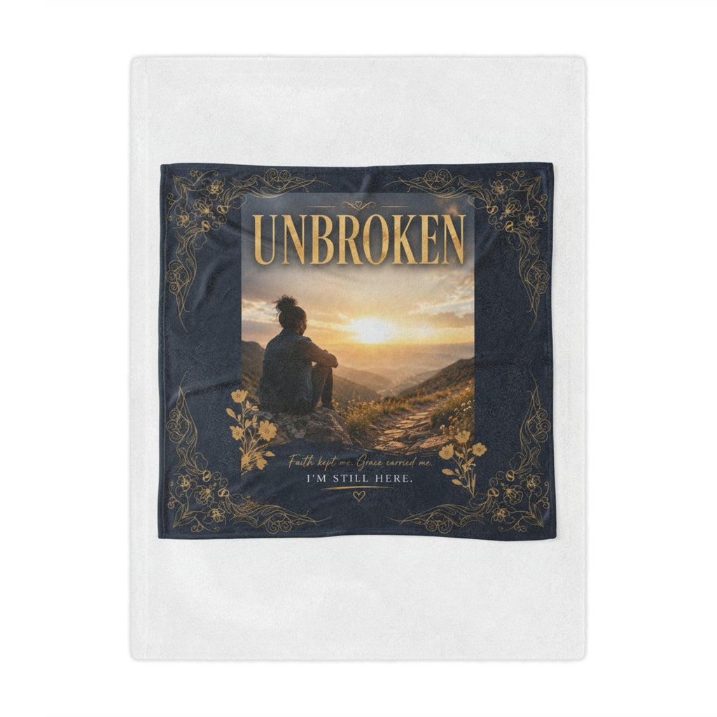 Unbroken Minky Blanket – Inspirational 'I'm Still Here' Comfort Throw