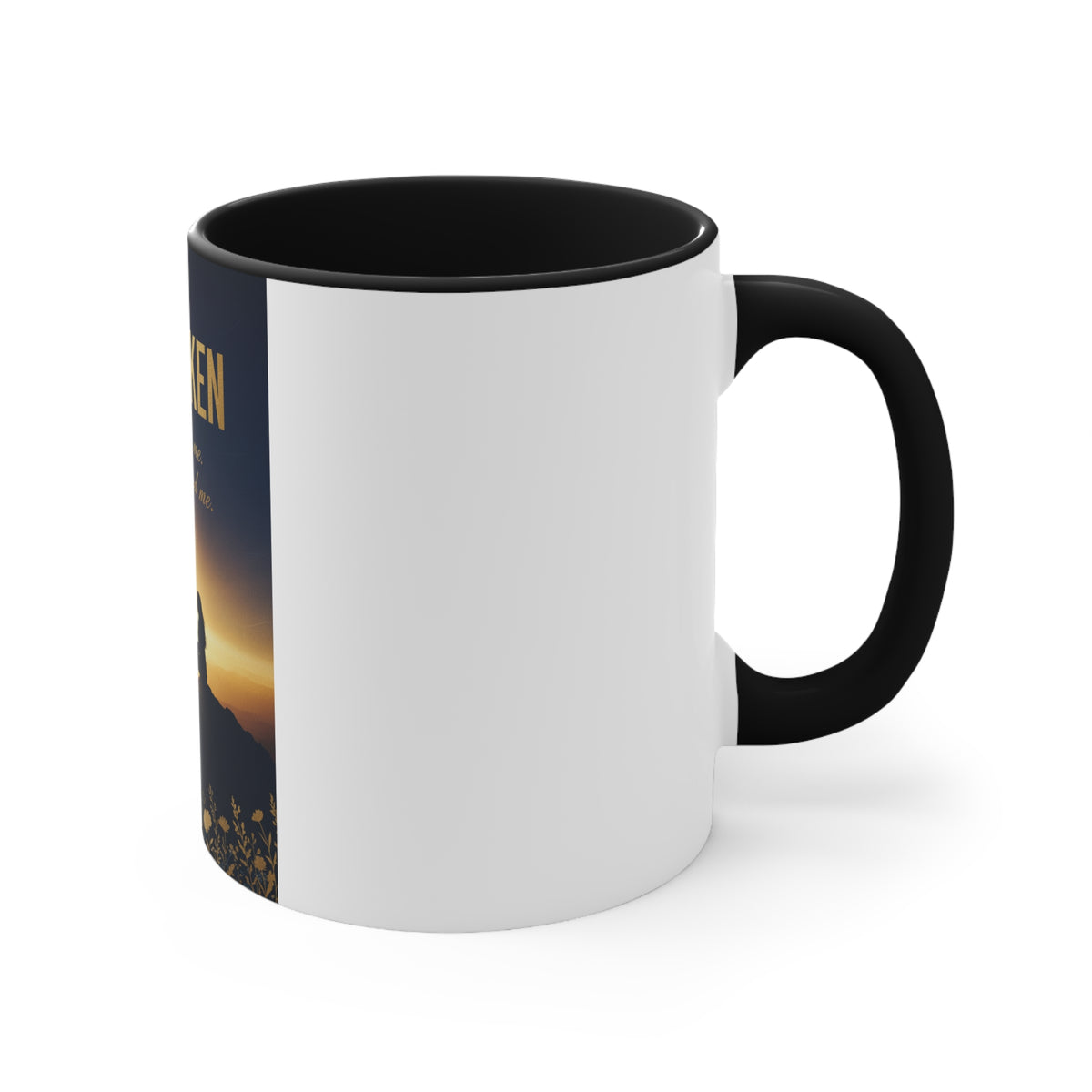 Unbroken Faith Accent Mug — Inspirational Christian Coffee Cup with 'Faith kept me, Grace carried me'