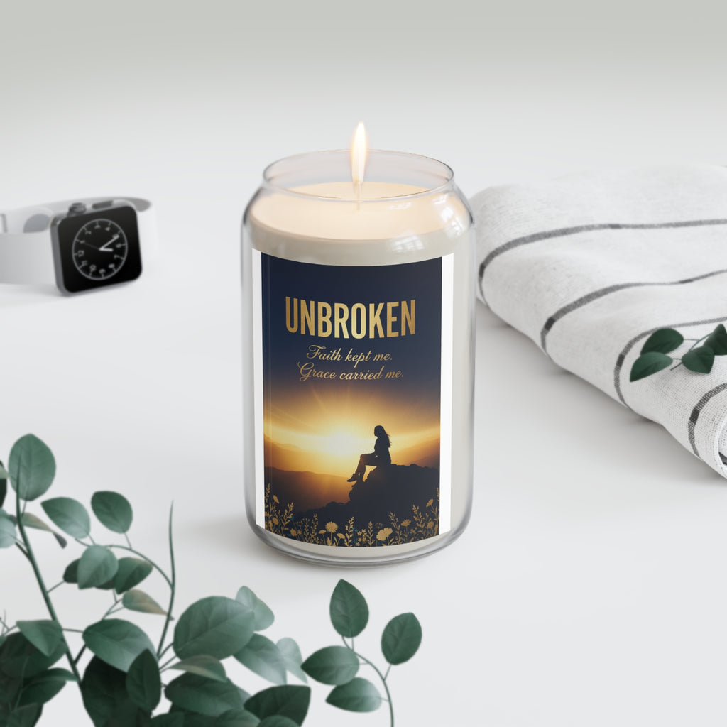 Unbroken Scented Soy Candle – Inspirational Faith Quote 13.75oz