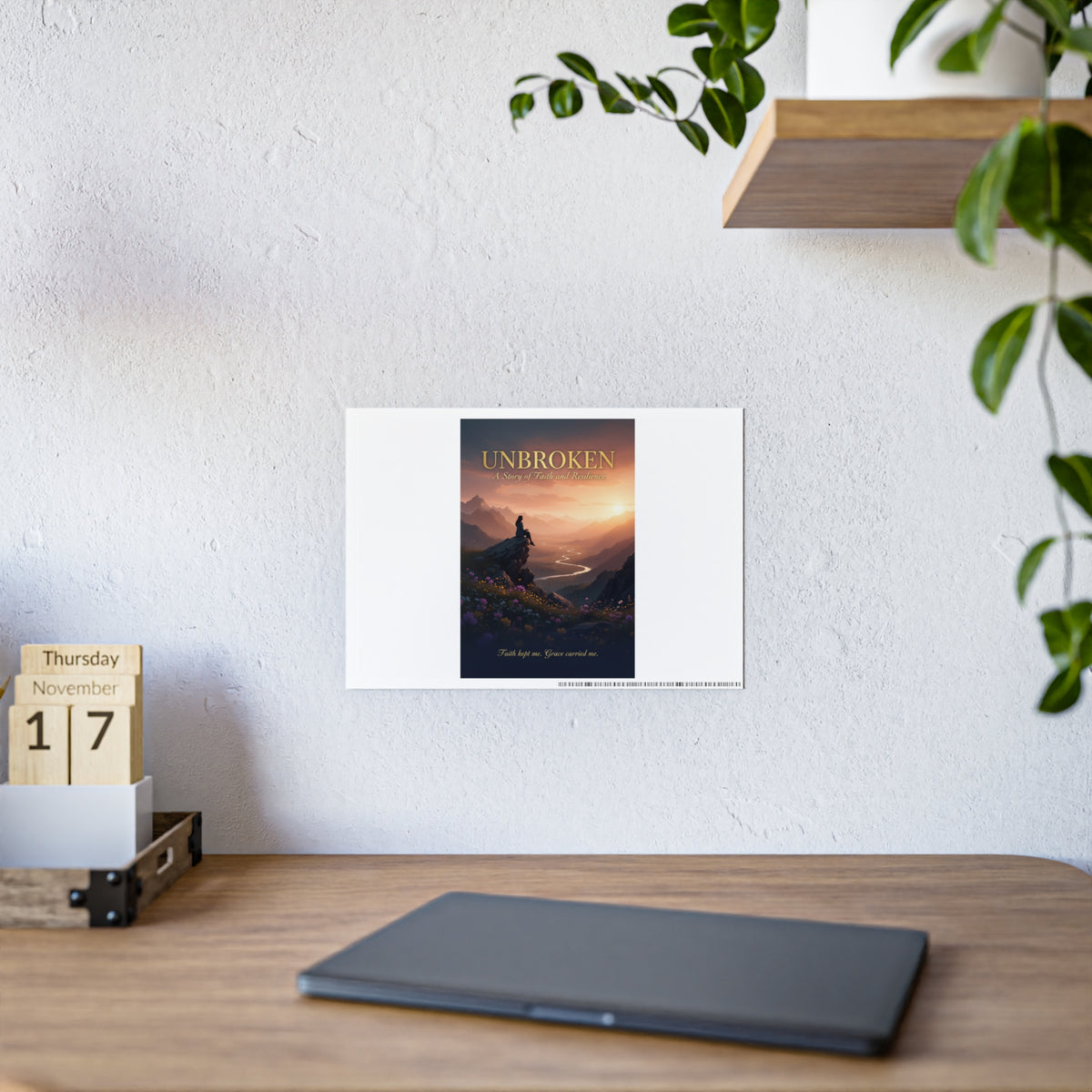 Unbroken Inspirational Gloss Poster — Mountain Sunrise Faith Wall Art