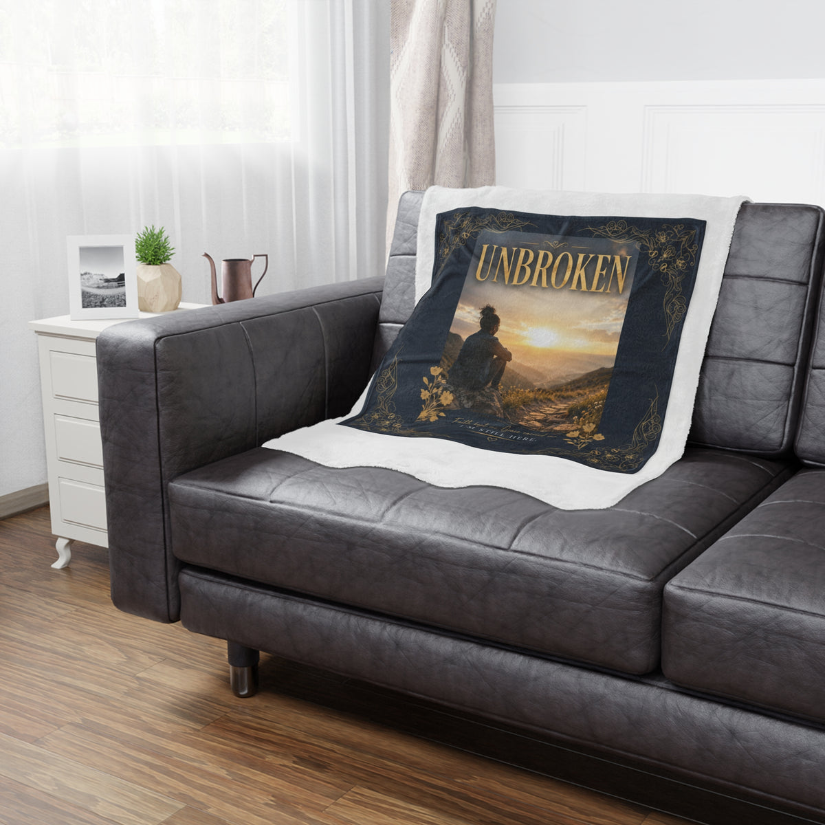 Unbroken Minky Blanket – Inspirational 'I'm Still Here' Comfort Throw